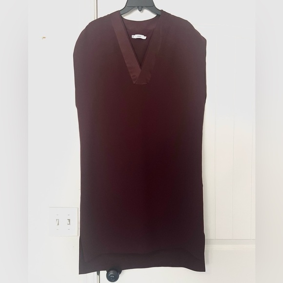 NEW Vince Satin Trim High Low Shift Dress - Picture 3 of 9